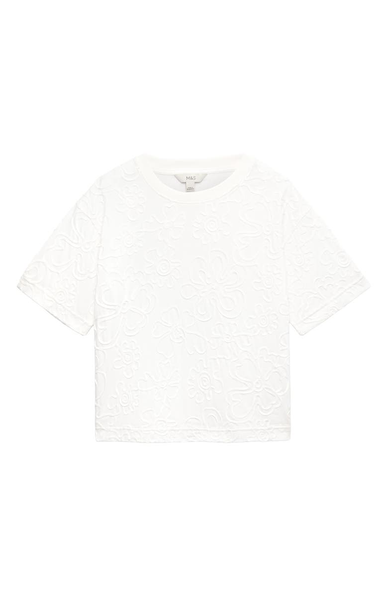 M&S Boxy Appliqué T-Shirt, Main, color, Soft White