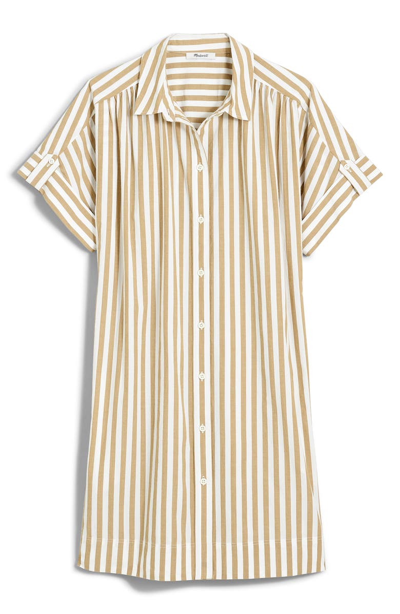 Madewell Collared Button Front Mini Shirtdress, Alternate, color, Seed Khaki