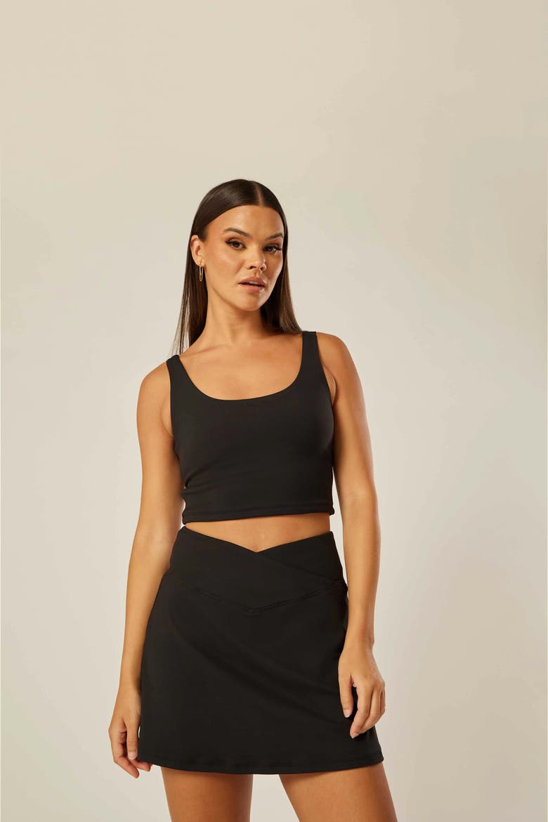 Stretch Scoop Neck Twist-Back Vest, Main, color, Black