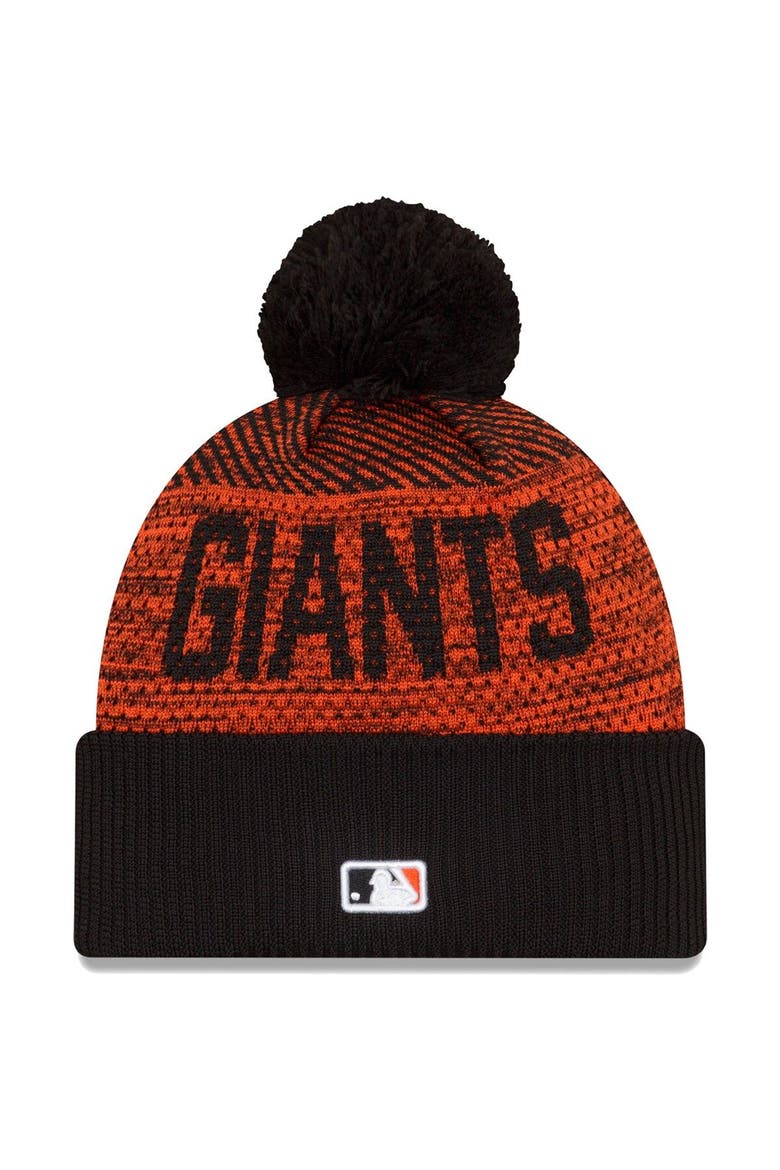 Men's New Era Black San Francisco Giants Authentic Collection Sport Cuffed Knit Hat with Pom, Alternate, color, Black