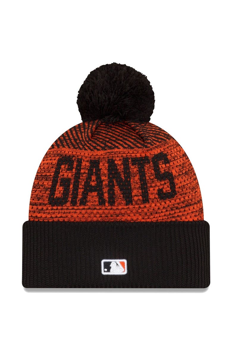 New Era Men's New Era Black San Francisco Giants Authentic Collection Sport Cuffed Knit Hat with Pom, Alternate, color, Black