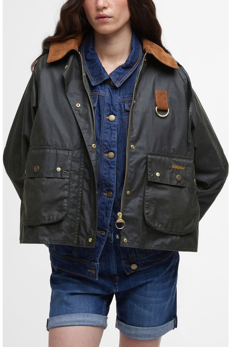 Erma Waxed Cotton Jacket, Main, color, ARCHIVE OLIVE/ANCIENT TARTAN