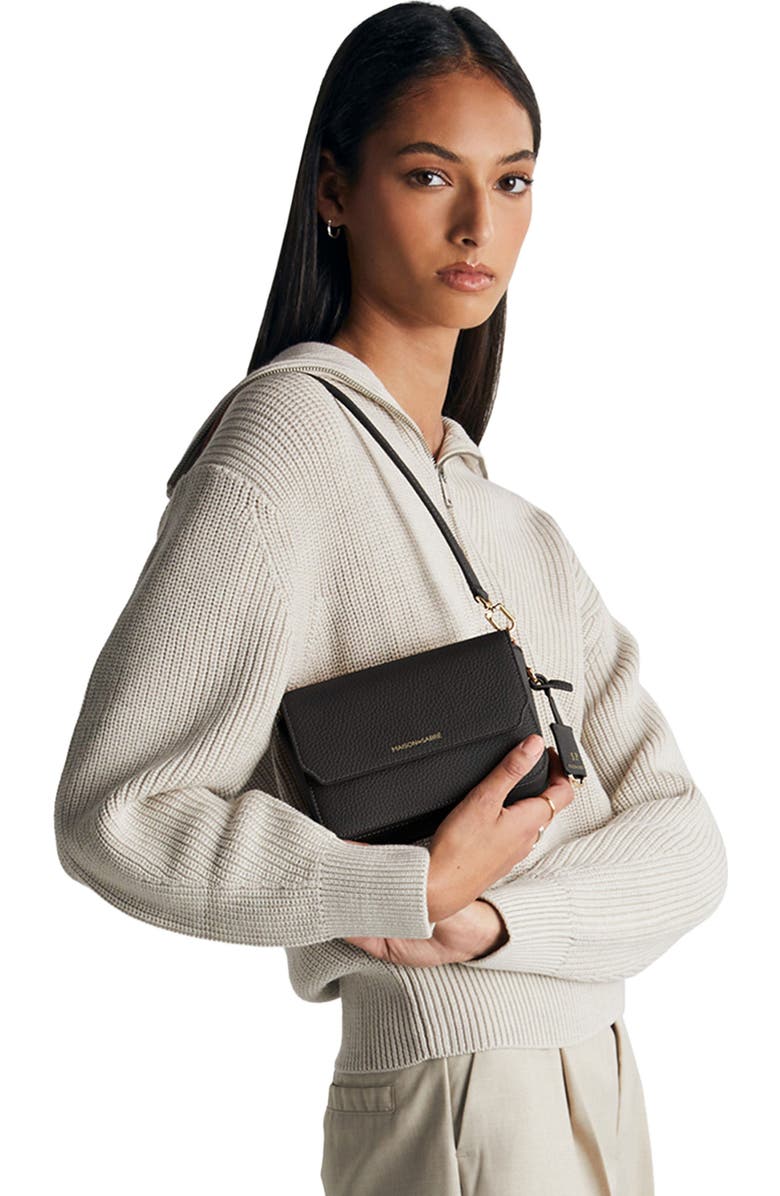 MAISON de SABRÉ Mini Leather Flap Bag, Alternate, color, Black Caviar