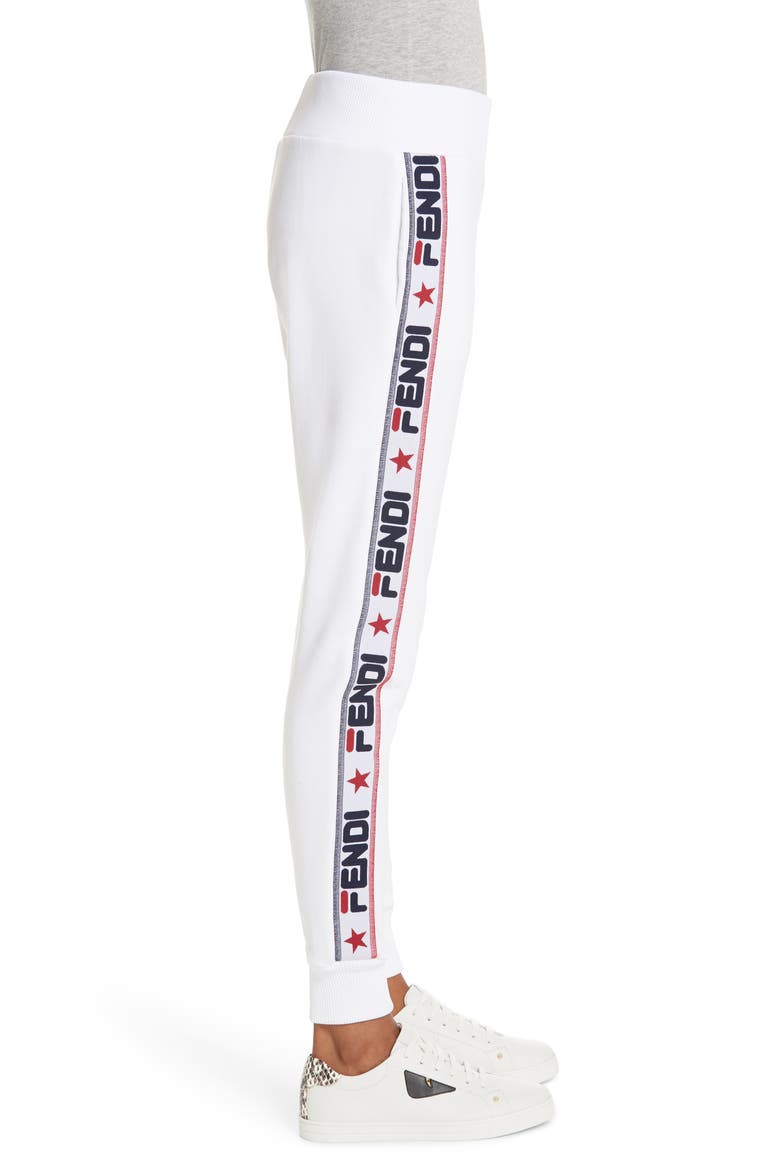 x FILA Mania Logo Jersey Track Pants, Alternate, color, WHITE
