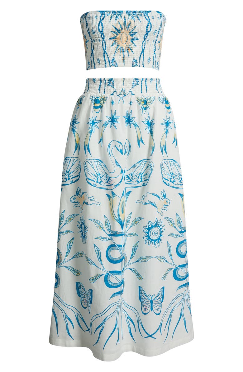 Cleobella Sylvan Smocked Cotton & Linen Top & Skirt Set, Alternate, color, Lunada Print