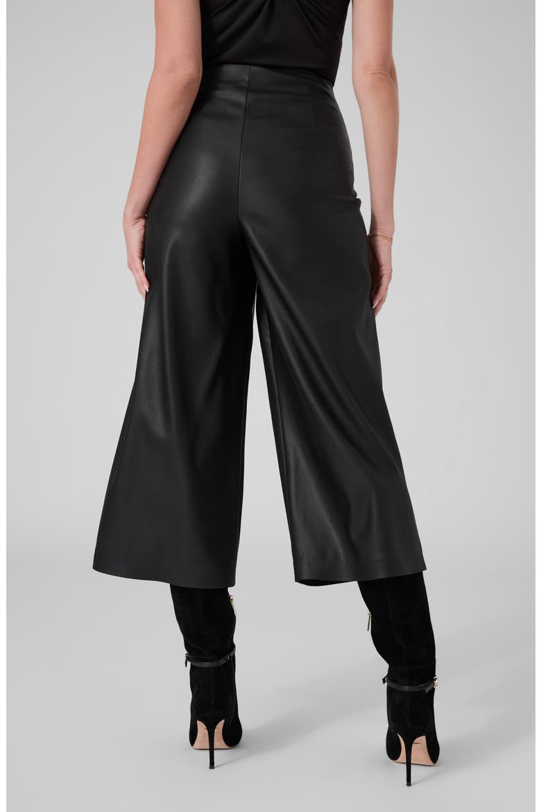 Cecilia High Waist Faux Leather Culottes, Alternate, color, JBLACK-BLACK