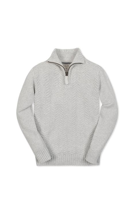 Kids' Organic Long Sleeve Half Zip Cable Pullover Sweater