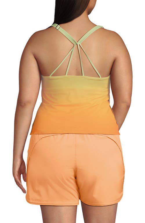 Lands' End Tugless High Neck Strappy Back Tankini Swimsuit Top In Orange