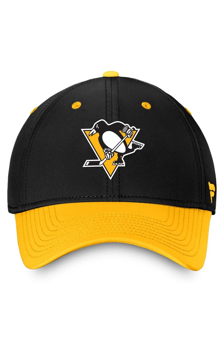 FANATICS Men's Fanatics Branded  Black/Gold Pittsburgh Penguins Authentic Pro Rink Two-Tone Flex Hat, Alternate, color, 