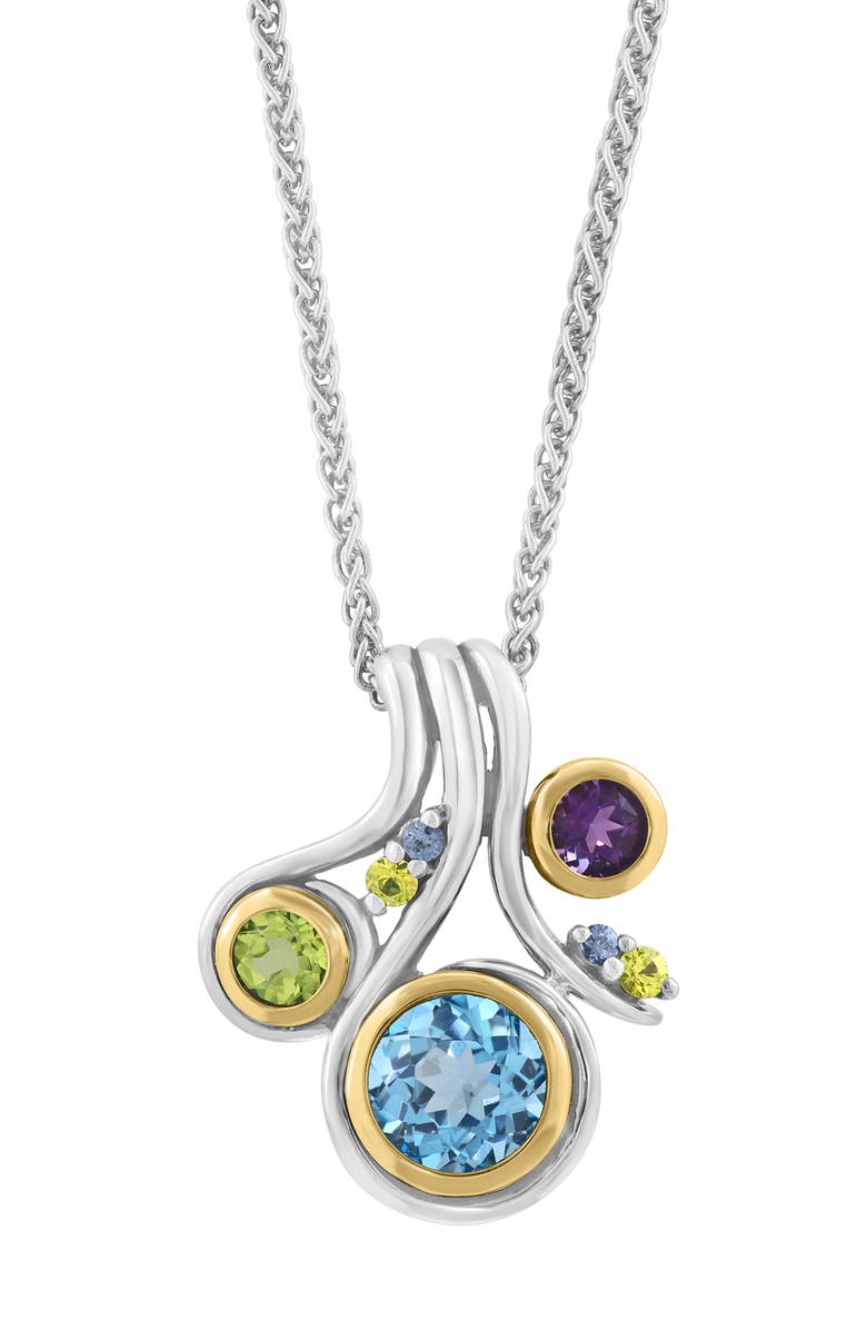 EFFY Bezel Set Gemstone Cluster Pendant Necklace, Alternate, color, Blue