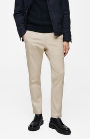 MANGO Slim Fit Flat Front Cotton Stretch Twill Chinos