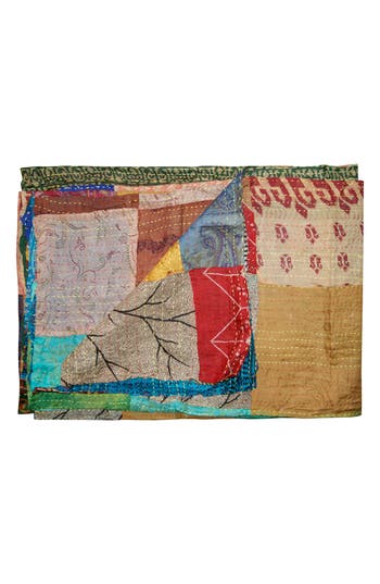 Taj Hotel Kantha Silk Throw Blanket In Multi 11