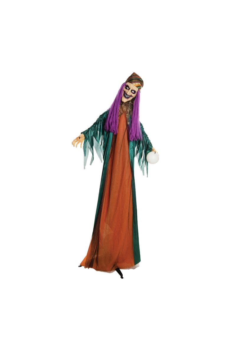 Animated Standing Halloween Fortune Teller Figurine 72", Alternate, color, Green