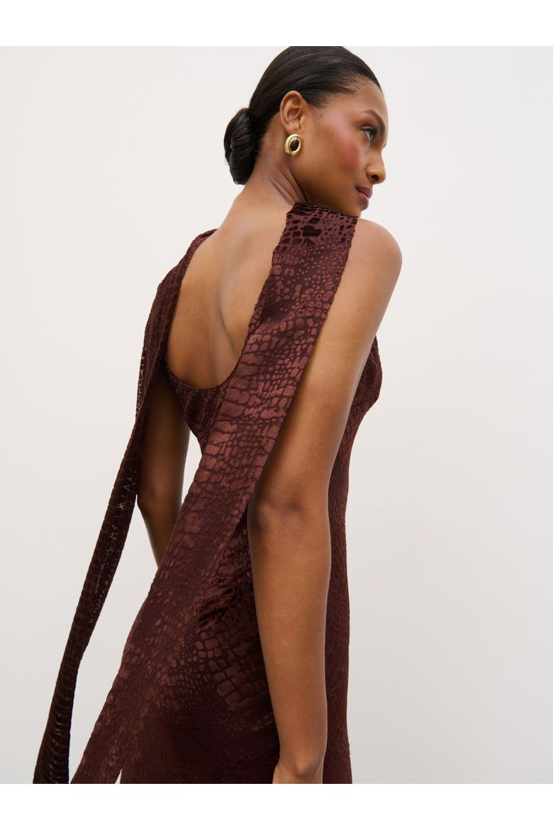 Ainsley Cowl Devore Neck Maxi Slip Dress, Alternate, color, Brown