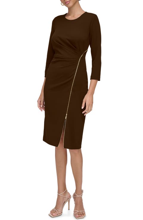 Zip Trim Sheath Dress