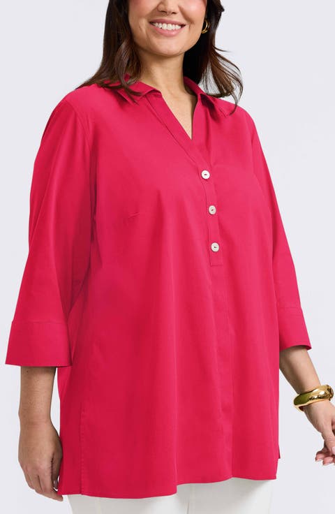 Pamela Non-Iron Stretch Tunic Blouse (Plus Size)