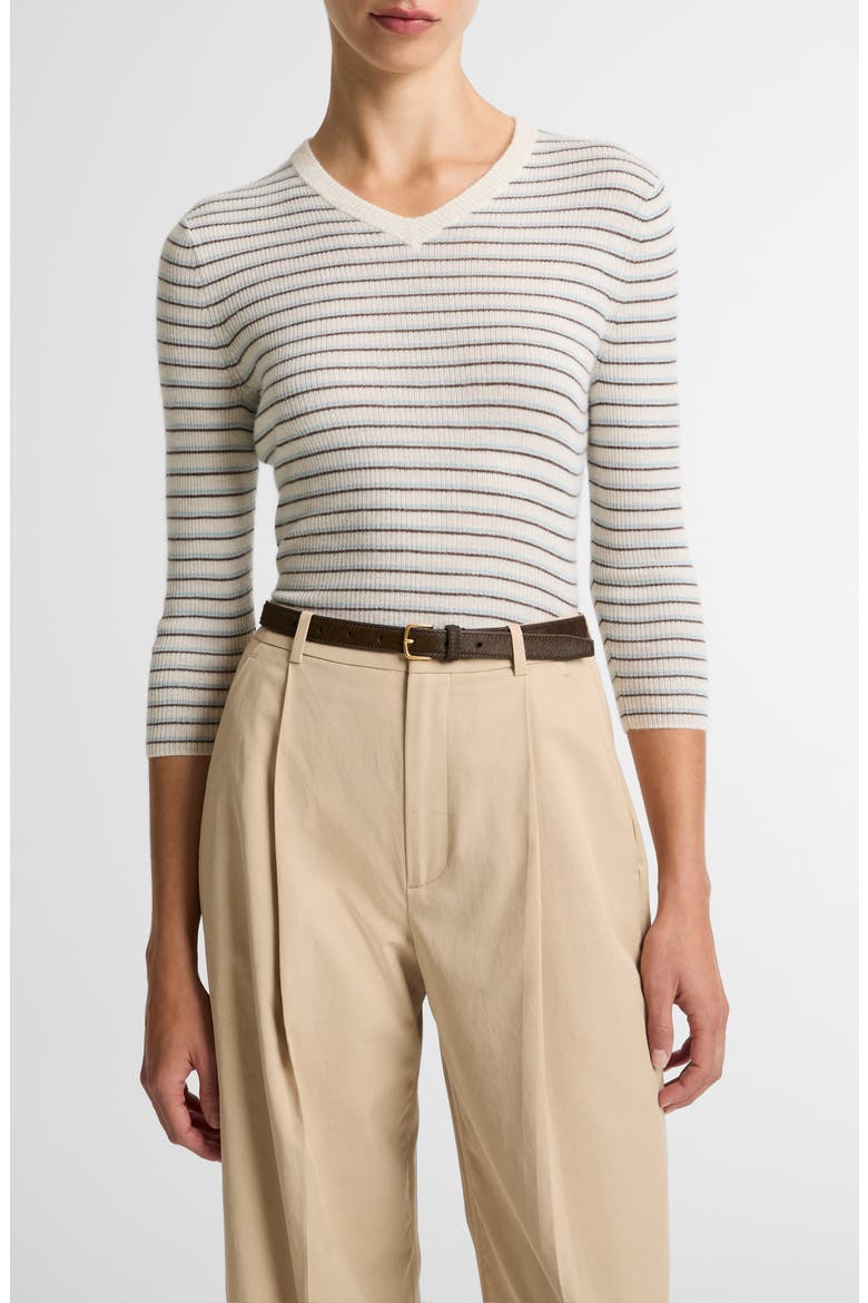 Stripe Cashmere & Silk Sweater, Main, color, CLEARWATER/ BARK COMB