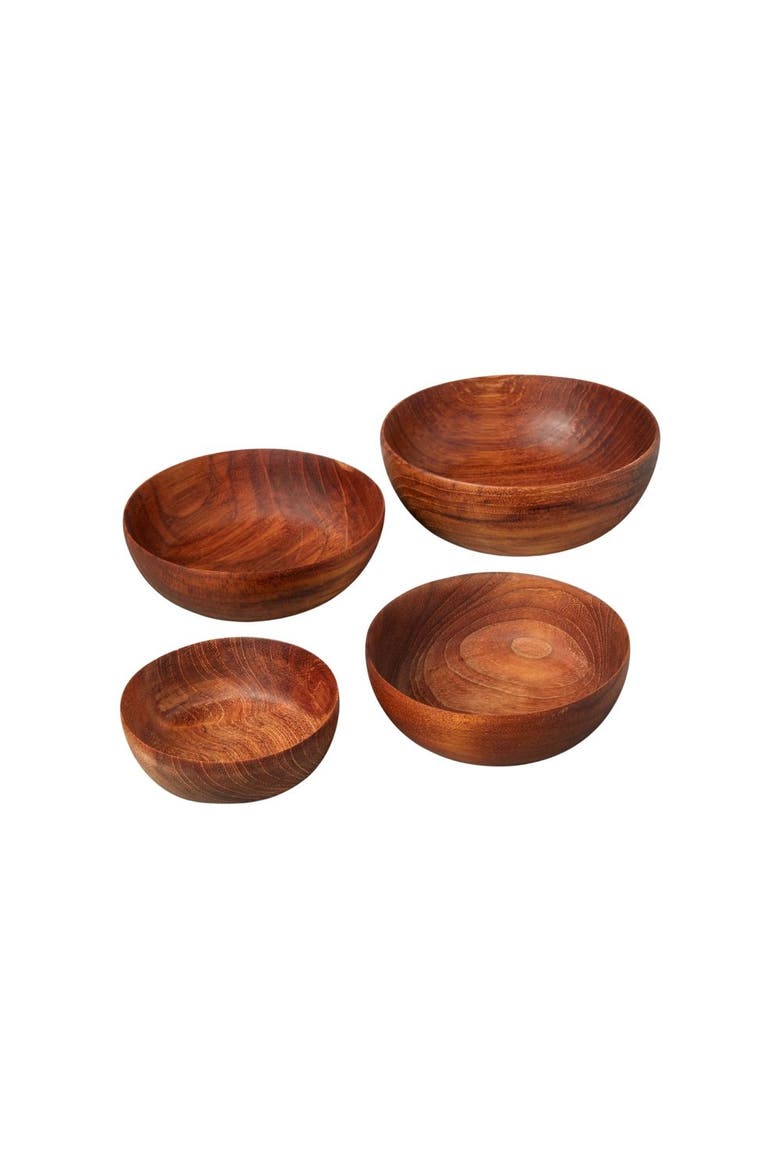 Teak Nesting Bowls - Set of 4, Main, color, Natural