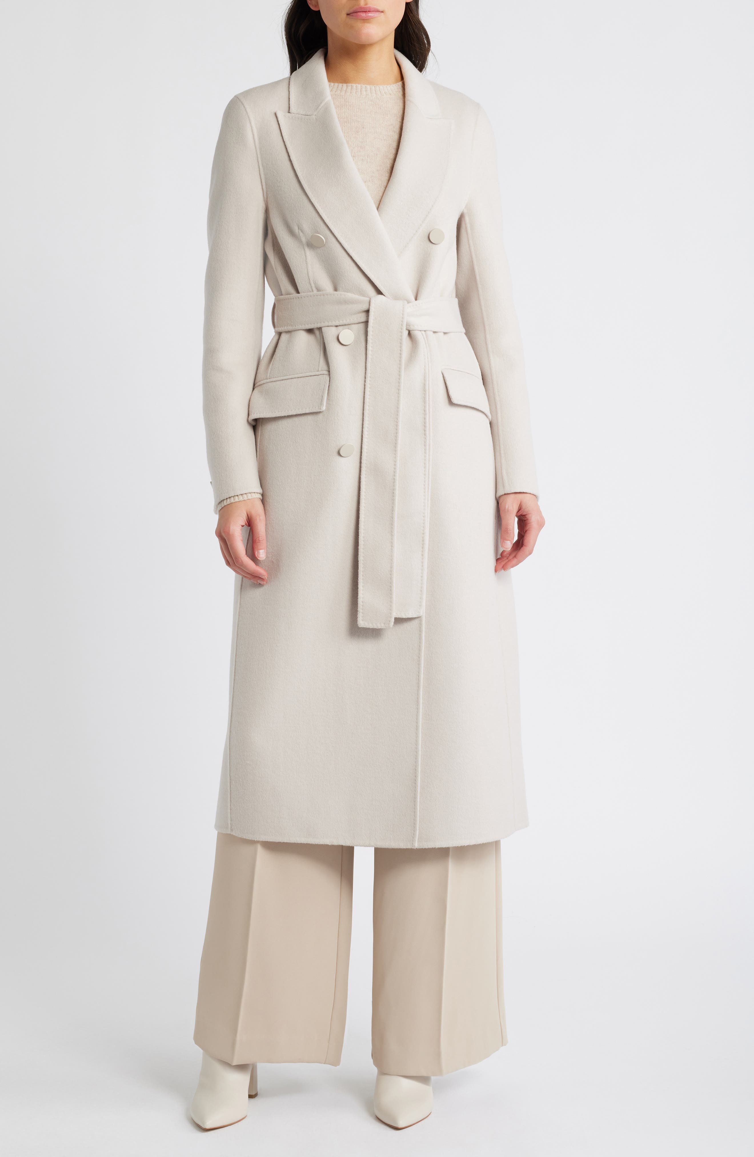 bcbg belted wrap coat