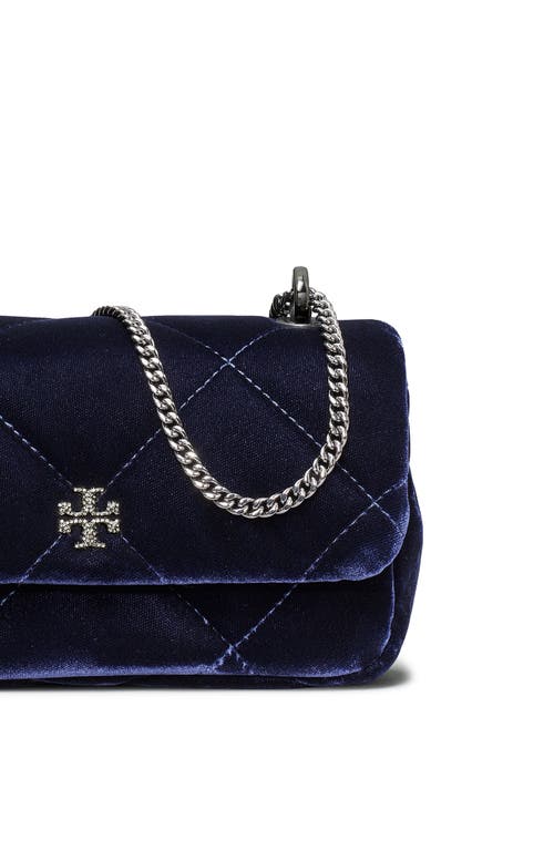 Tory Burch Kira Velvet Quilted Convertible Crossbody Bag In Blue