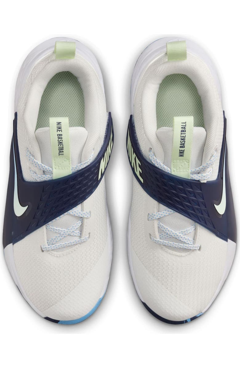 Nike Kids' Team Hustle D 12 Basketball Shoe, Alternate, color, White/ Volt Tint/ Navy