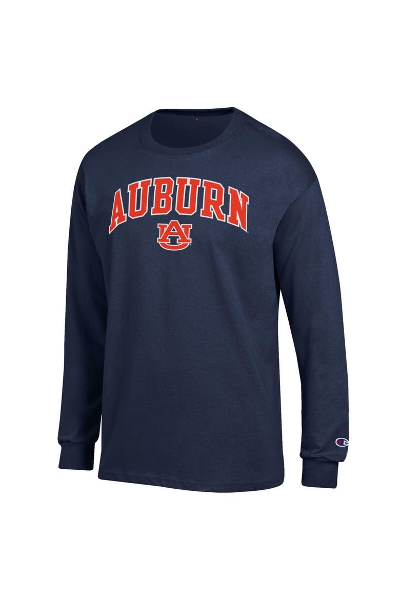 Men's Champion  Navy Auburn Tigers Arch Over Logo Long Sleeve T-Shirt, Alternate, color, Navy