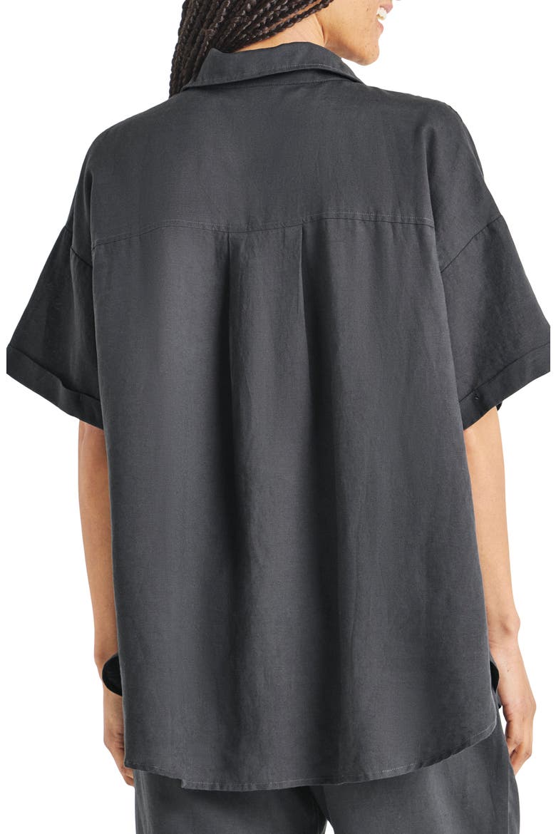 Dawson Elbow Sleeve Linen Blend Button-Up Shirt, Alternate, color, LEAD