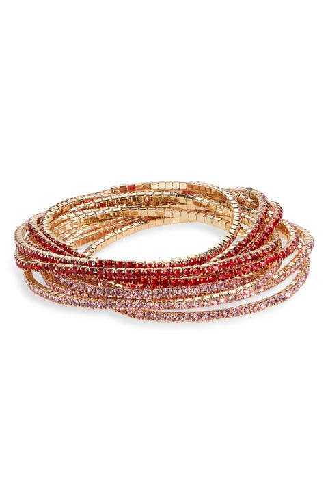 Set of 10 Crystal Stretch Bracelets
