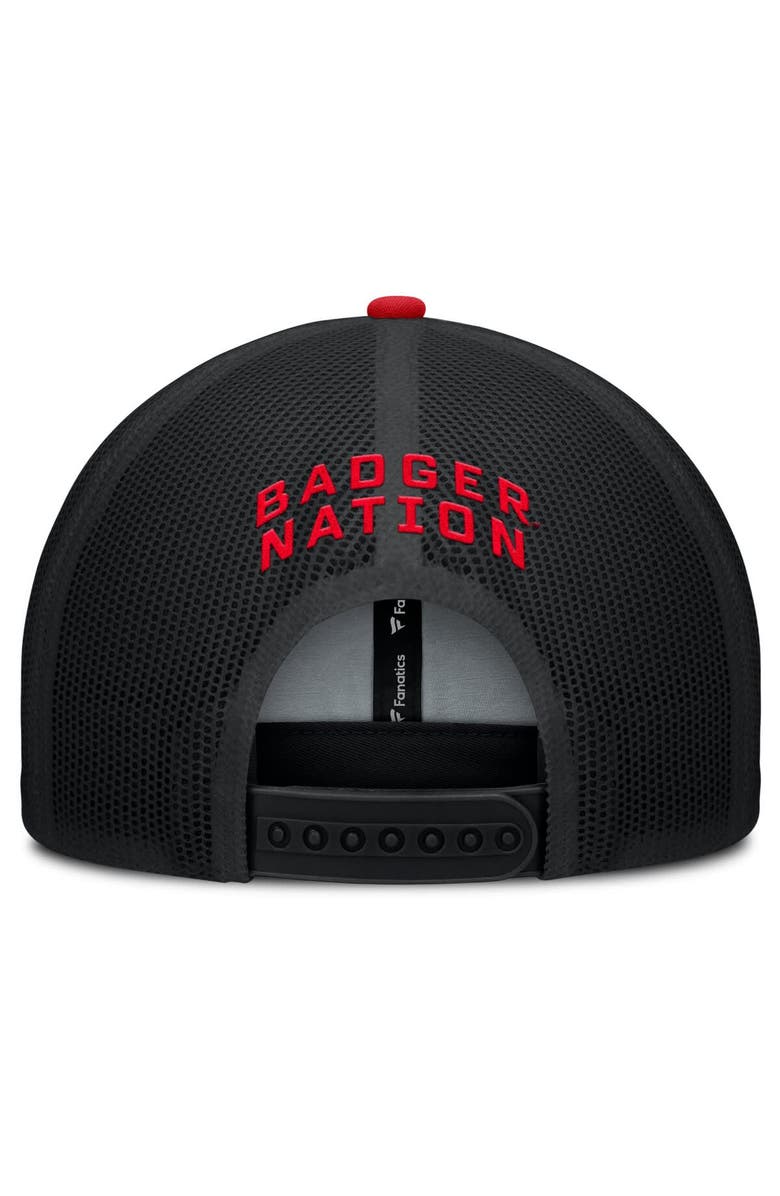 FANATICS Men's Fanatics Black/Red Wisconsin Badgers Adapt Adjustable Trucker Hat, Alternate, color, Black