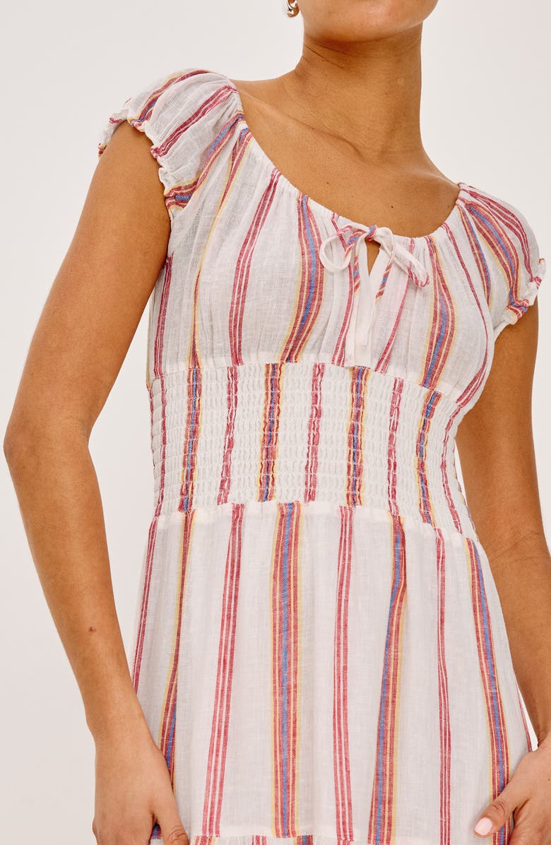 Rails Daria Stripe Smocked Waist Linen Blend Dress, Alternate, color, Primavera Stripe