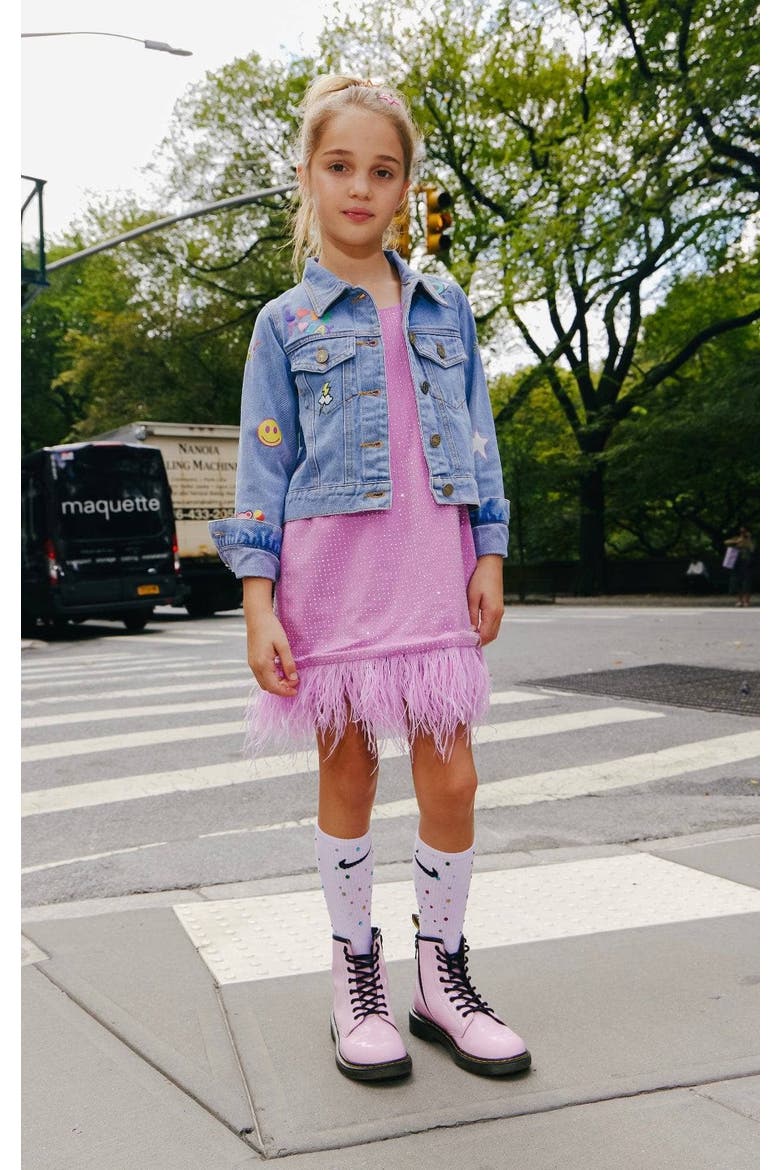 Haze Crystal Feather Dress, Alternate, color, Lavender