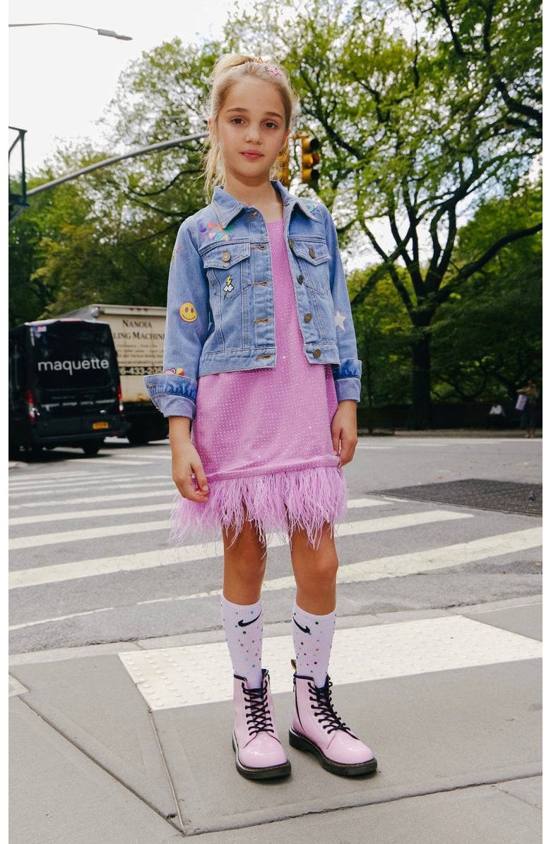 Lola + The Boys Haze Crystal Feather Dress, Alternate, color, Lavender