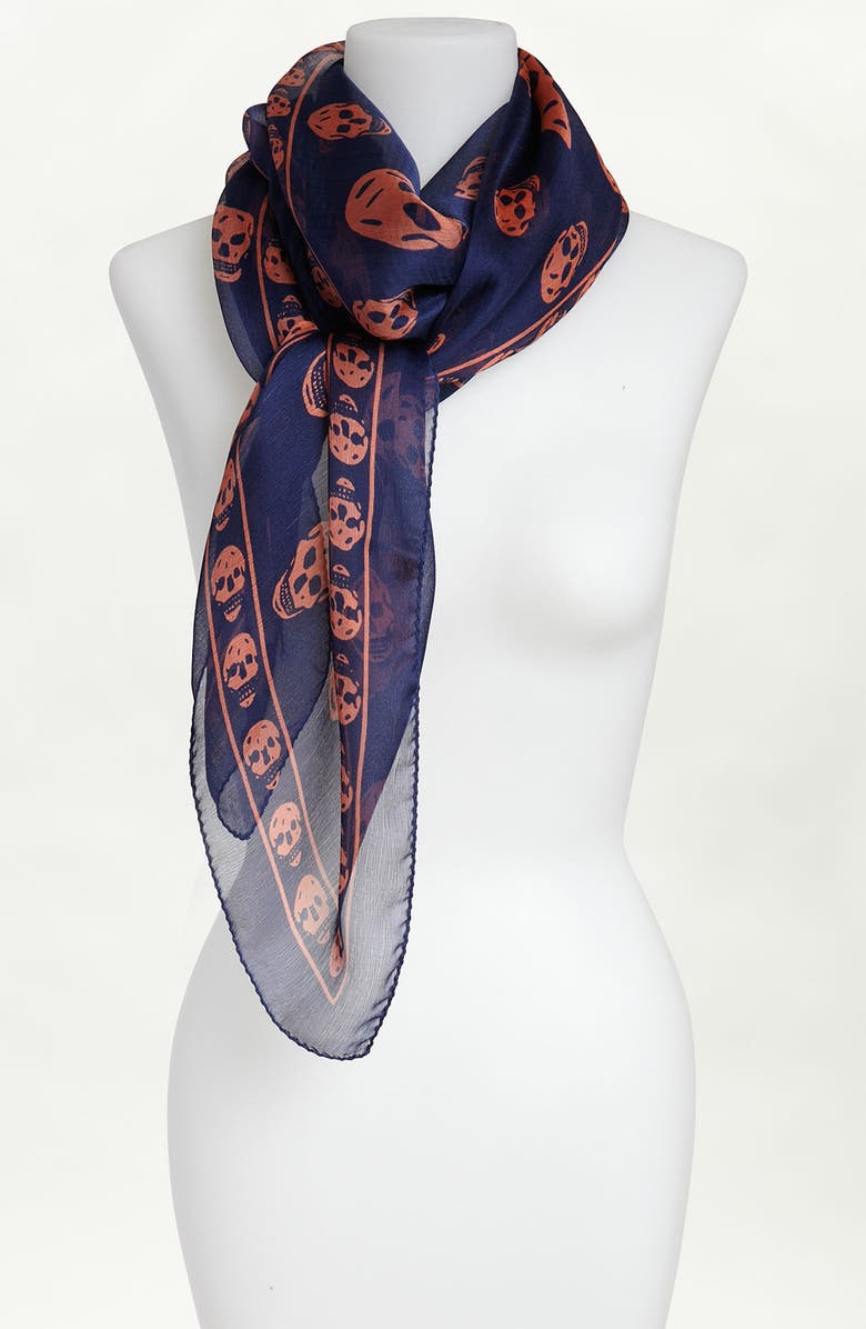 McQueen Alexander McQueen 'Skull' Chiffon Scarf, Main, color,