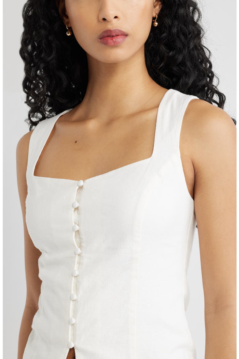 Sweetheart Neck Linen Blend Top, Alternate, color, WHITE