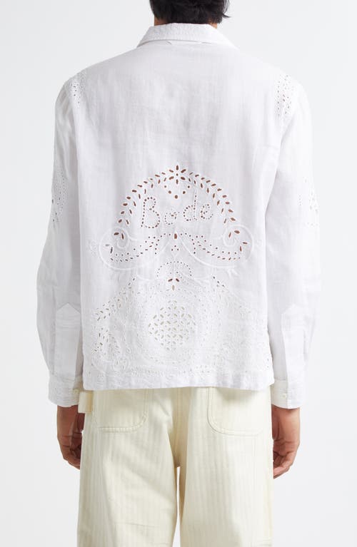 Bode Belvoir Broderie Anglaise Linen Shirt In White