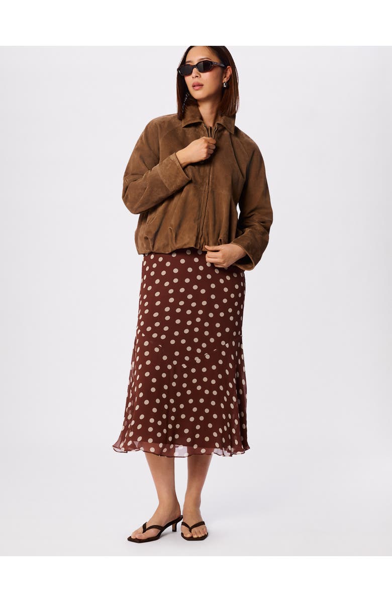 Whistles Polka Dot Print Midi Dress, Alternate, color, Brwn/Multi