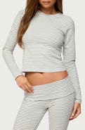 EDIKTED Kaeli Stripe Crop Cotton Blend Top