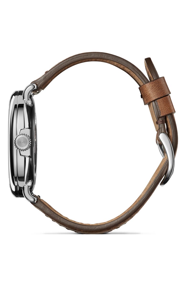 Shinola Runwell Automatic Leather Strap Watch, 45mm, Alternate, color, Midnight Blue