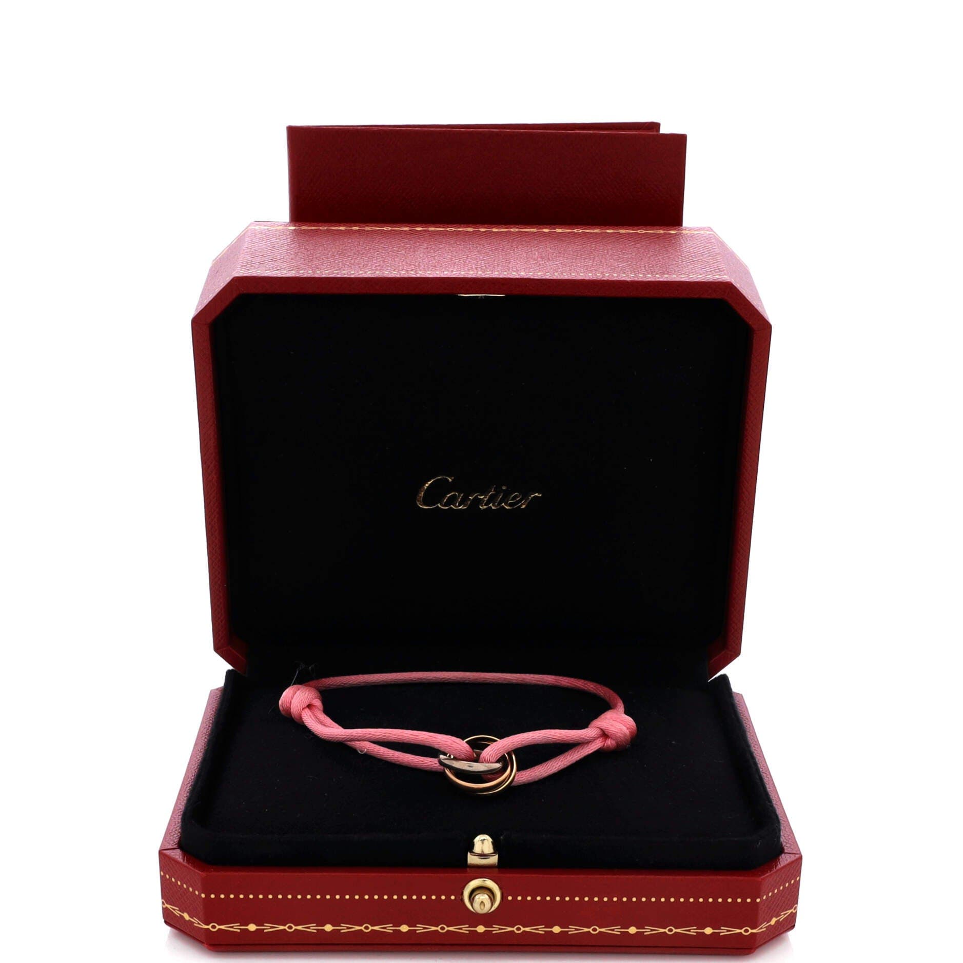 Trinity On Cord Bracelet Silk Cord with 18K Tricolor Gold, Alternate, color, Metallic Gold