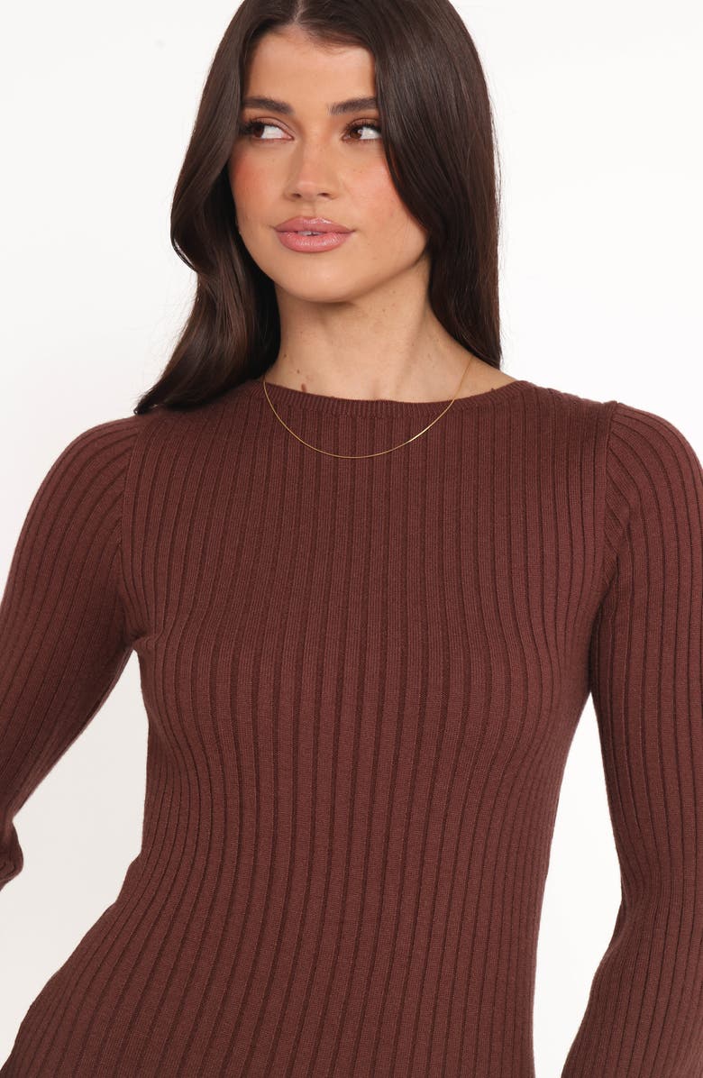 Petal & Pup Jovan Long Sleeve Knit Minidress, Alternate, color, Mocha/ Beige