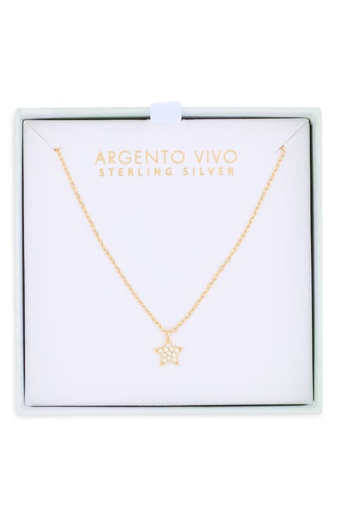 CZ Pavé Star Pendant Necklace