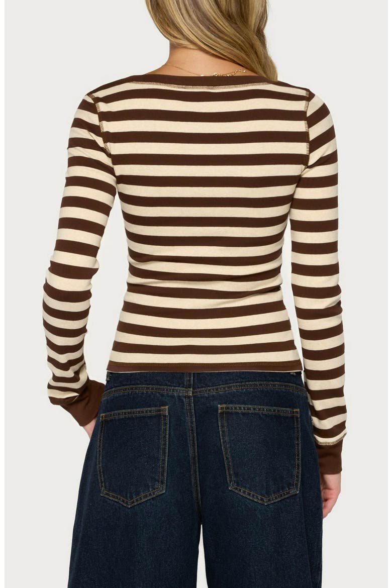 Rainey Striped Long Sleeve Top, Alternate, color, BROWN-AND-CREAM