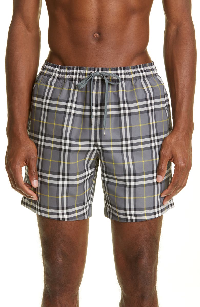 Burberry Martin Orange Check Swim Trunks, Main, color, 