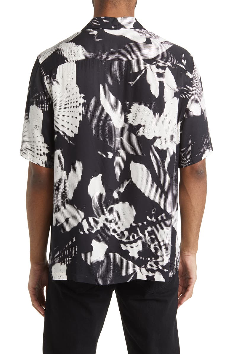 AllSaints Frequency Floral Short Sleeve Button-Up Camp Shirt, Alternate, color,