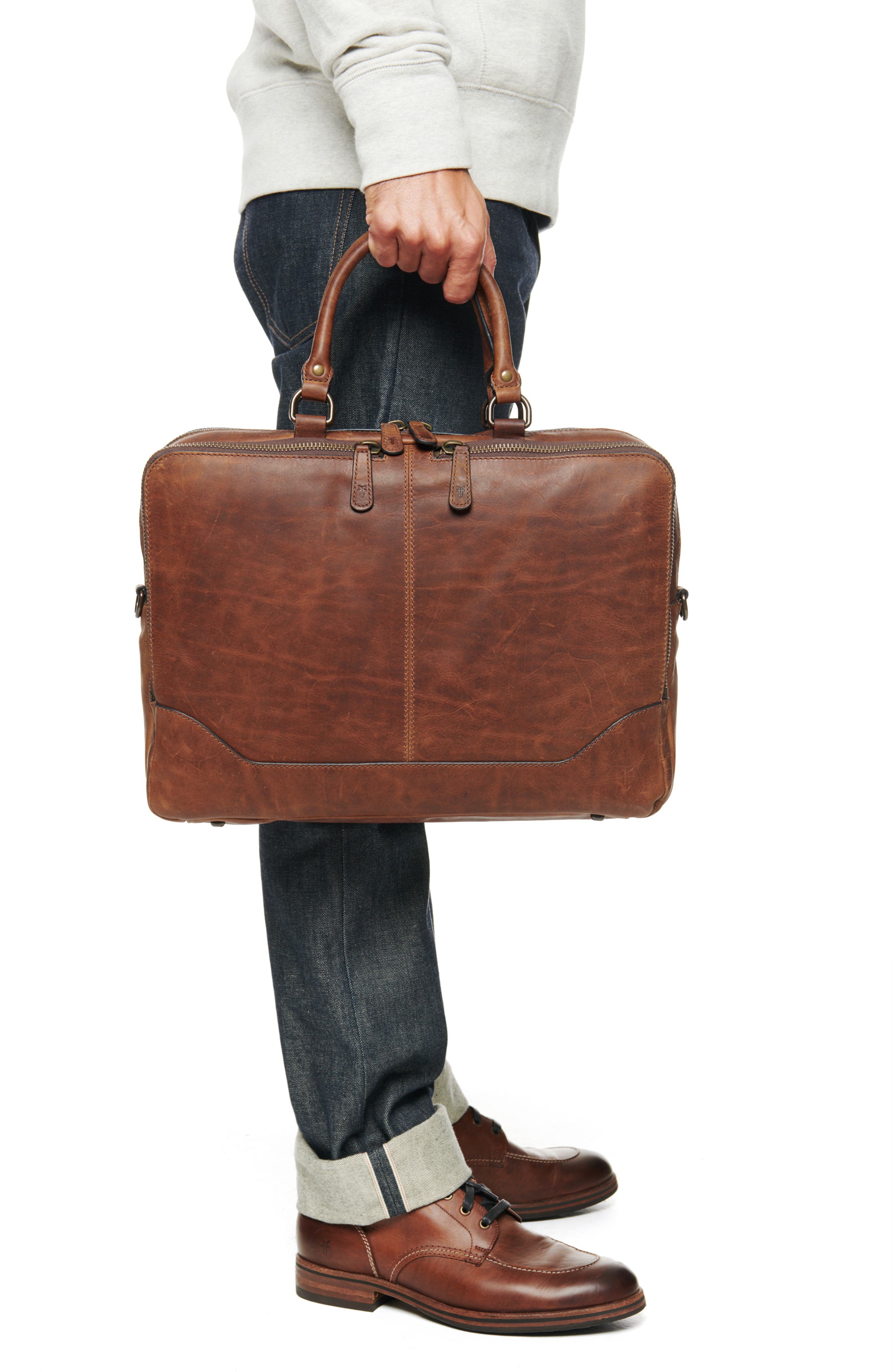 Logan Leather Briefcase, Alternate, color, COGNAC
