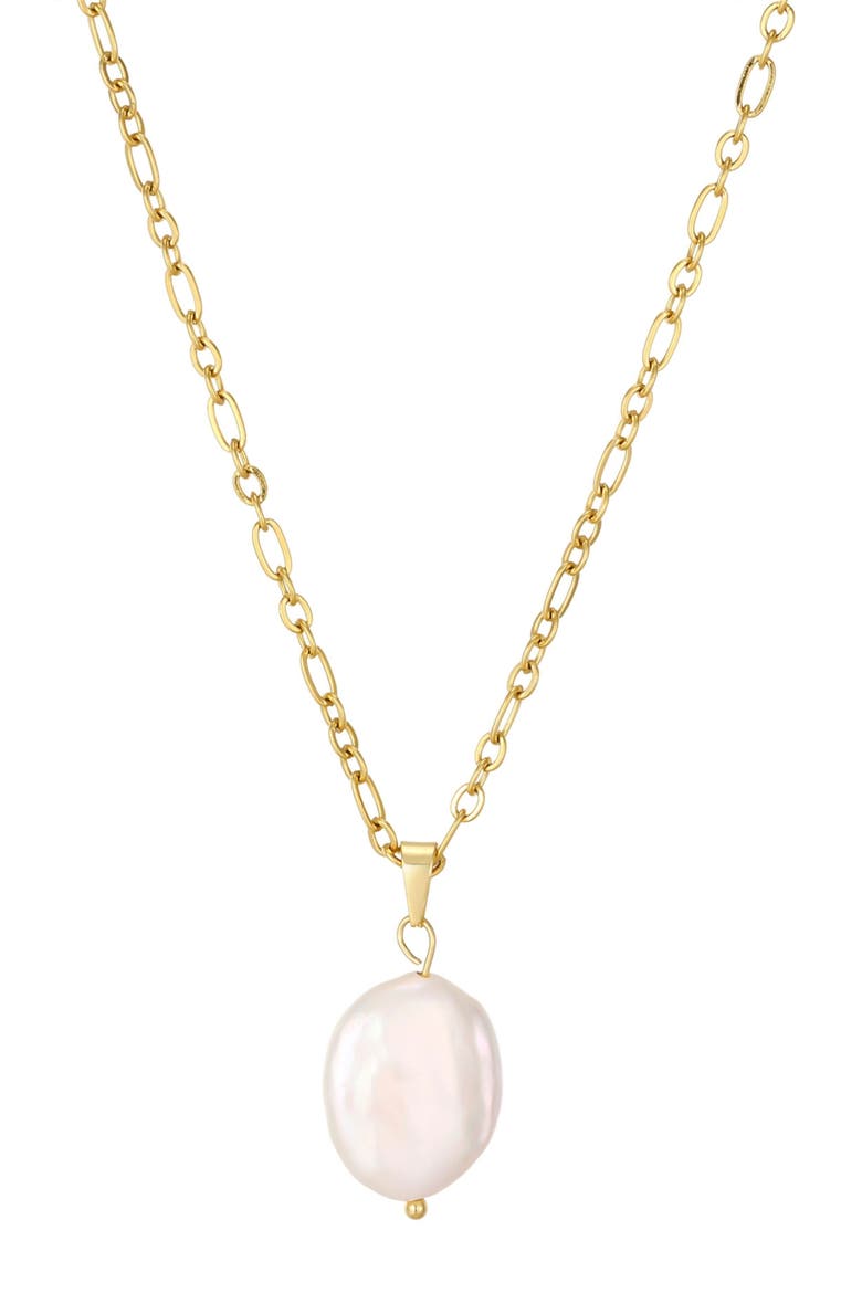Freshwater Pearl Pendant Necklace, Main, color, GOLD/ WHITE