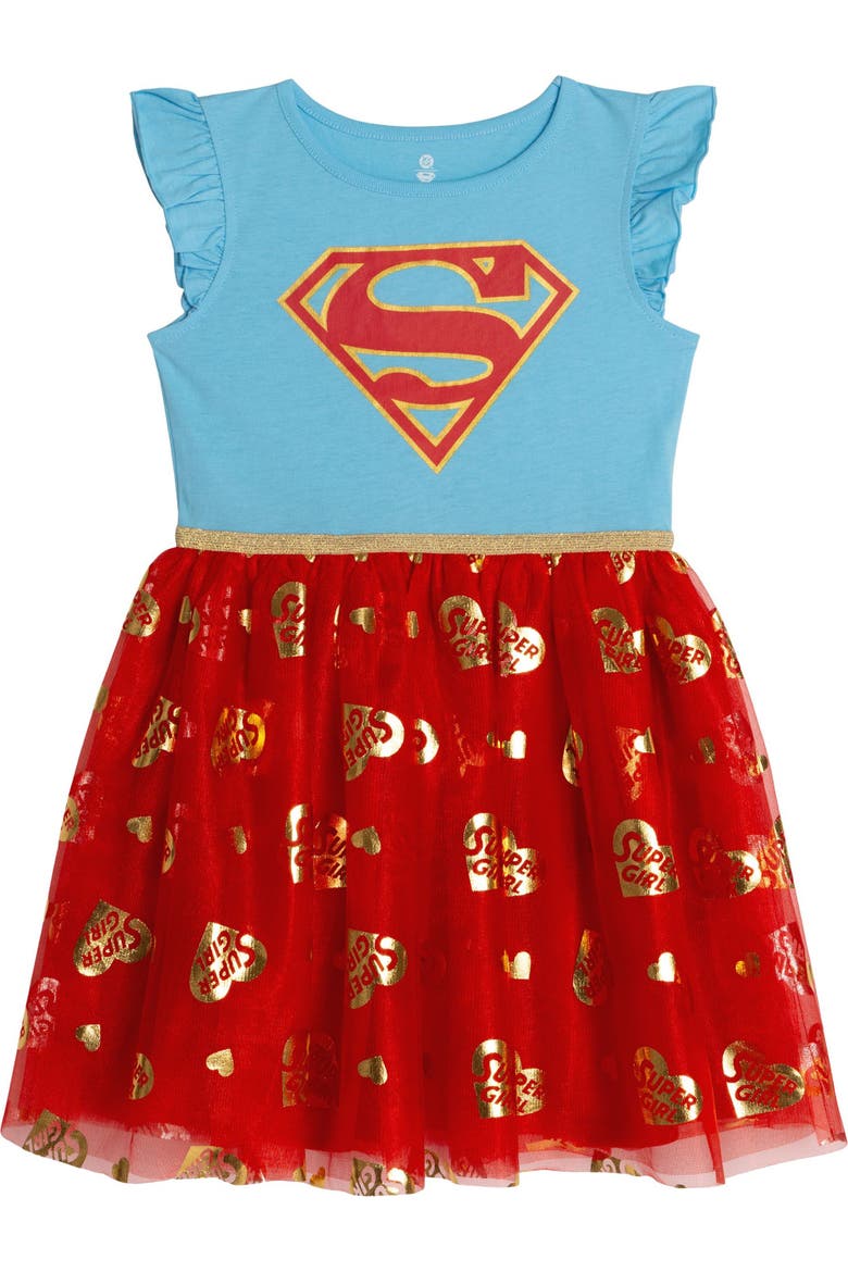 Justice League Supergirl Tutu Dress, Main, color, Baltic Blue Supergirl