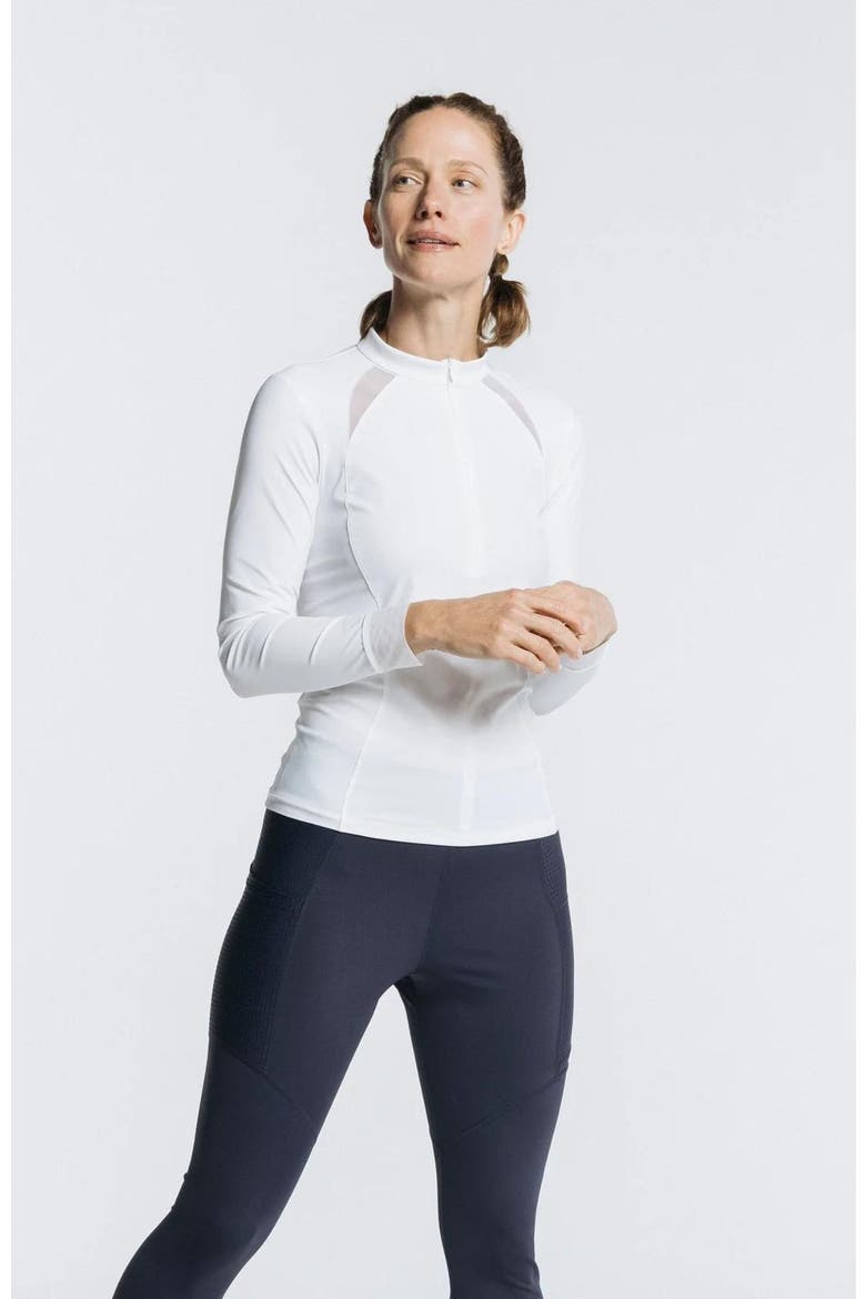 Pickleball Volley Zip Long Sleeve, Main, color, White Lotus