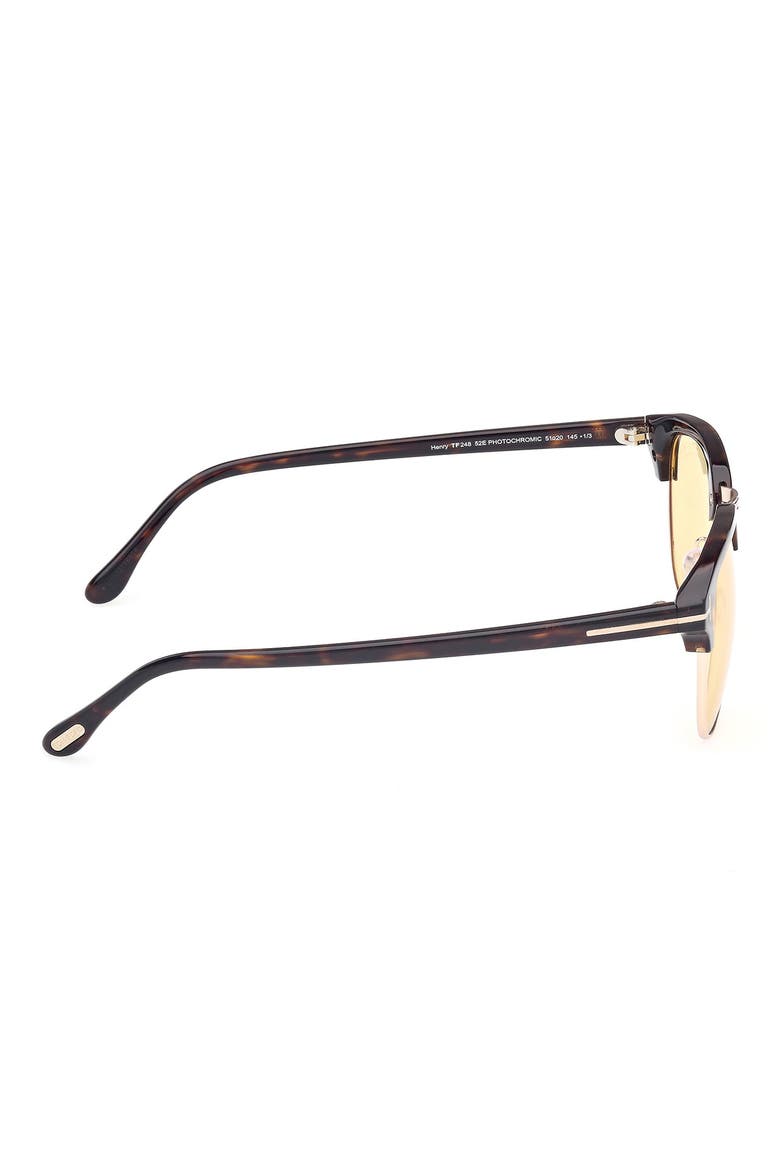 53mm Browline Square Sunglasses, Alternate, color, DARK HAVANA / BROWN