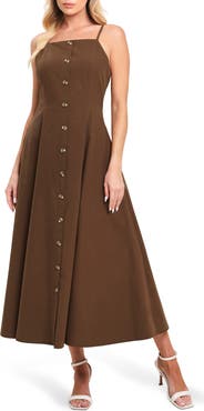 FLYING TOMATO Sleevless Cotton Midi Dress